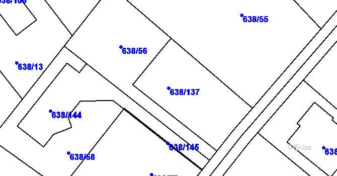 Parcela st. 638/137 v KÚ Rozdrojovice, Katastrální mapa