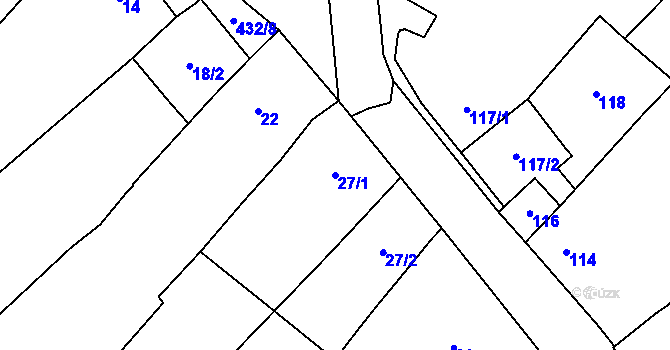 Parcela st. 27/1 v KÚ Rozdrojovice, Katastrální mapa