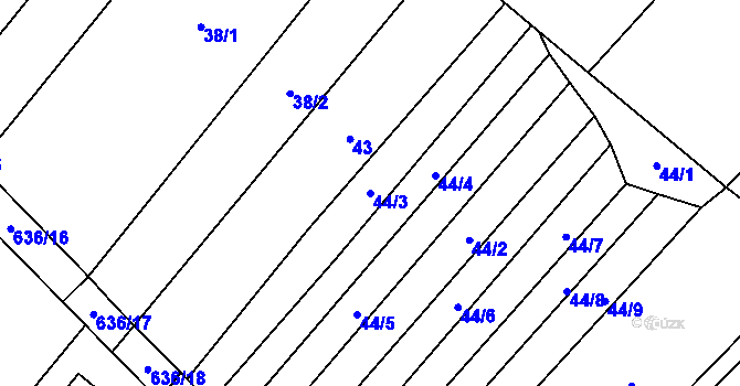 Parcela st. 44/3 v KÚ Rozdrojovice, Katastrální mapa