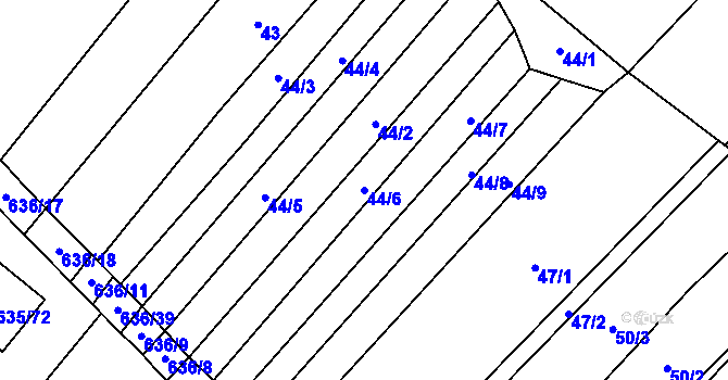 Parcela st. 44/6 v KÚ Rozdrojovice, Katastrální mapa
