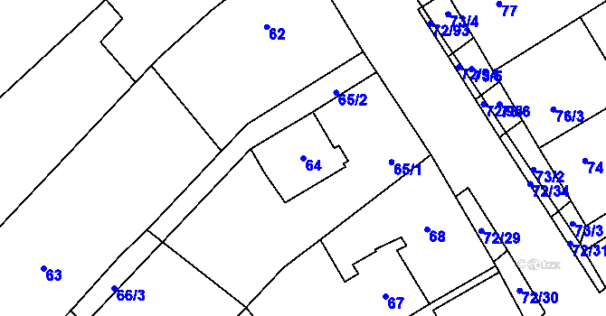 Parcela st. 64 v KÚ Rozdrojovice, Katastrální mapa