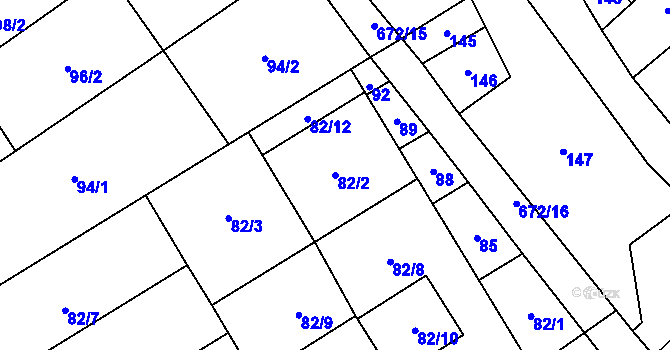 Parcela st. 82/2 v KÚ Rozdrojovice, Katastrální mapa