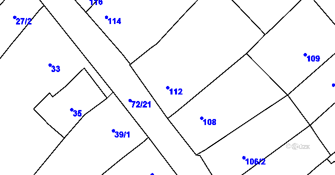 Parcela st. 112 v KÚ Rozdrojovice, Katastrální mapa