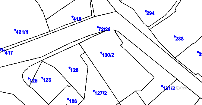 Parcela st. 130/2 v KÚ Rozdrojovice, Katastrální mapa