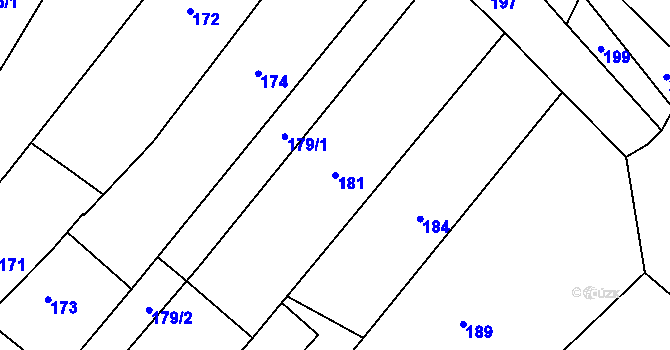 Parcela st. 181 v KÚ Rozdrojovice, Katastrální mapa