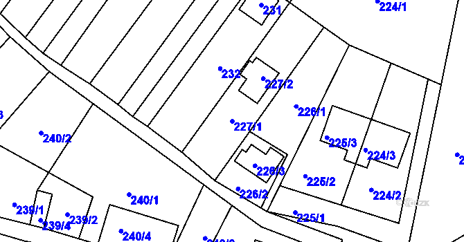 Parcela st. 227/1 v KÚ Rozdrojovice, Katastrální mapa