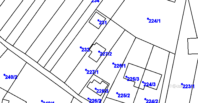 Parcela st. 227/2 v KÚ Rozdrojovice, Katastrální mapa