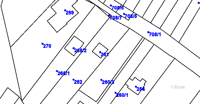 Parcela st. 261 v KÚ Rozdrojovice, Katastrální mapa