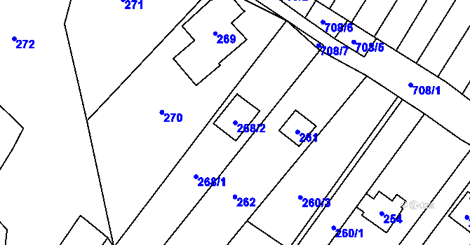 Parcela st. 268/2 v KÚ Rozdrojovice, Katastrální mapa