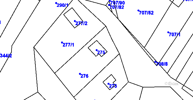 Parcela st. 275 v KÚ Rozdrojovice, Katastrální mapa