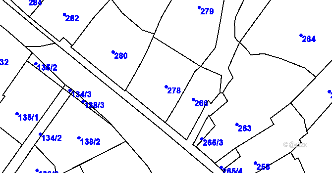 Parcela st. 278 v KÚ Rozdrojovice, Katastrální mapa