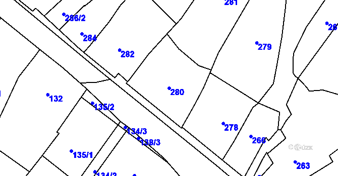 Parcela st. 280 v KÚ Rozdrojovice, Katastrální mapa