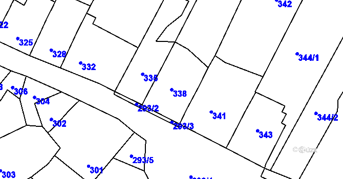 Parcela st. 338 v KÚ Rozdrojovice, Katastrální mapa