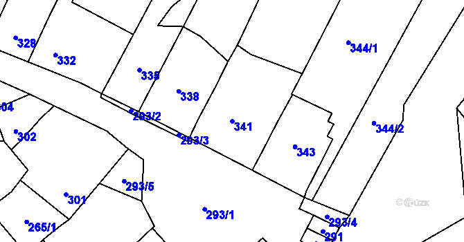 Parcela st. 341 v KÚ Rozdrojovice, Katastrální mapa