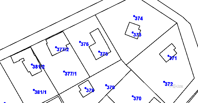 Parcela st. 375 v KÚ Rozdrojovice, Katastrální mapa