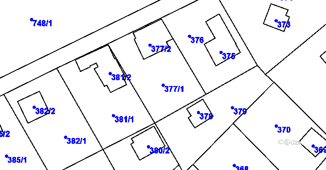 Parcela st. 377/1 v KÚ Rozdrojovice, Katastrální mapa