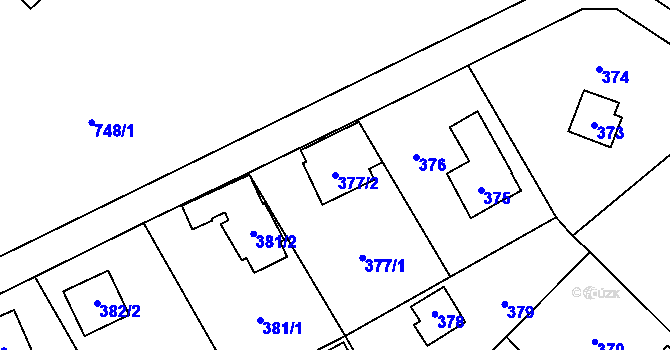 Parcela st. 377/2 v KÚ Rozdrojovice, Katastrální mapa