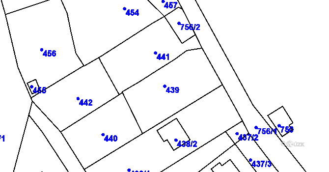Parcela st. 439 v KÚ Rozdrojovice, Katastrální mapa