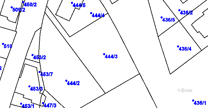 Parcela st. 444/3 v KÚ Rozdrojovice, Katastrální mapa