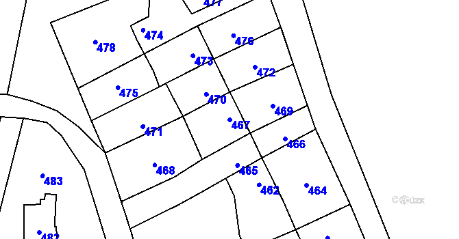Parcela st. 467 v KÚ Rozdrojovice, Katastrální mapa