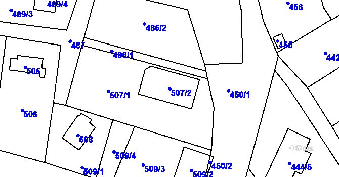 Parcela st. 507/2 v KÚ Rozdrojovice, Katastrální mapa