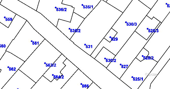 Parcela st. 531 v KÚ Rozdrojovice, Katastrální mapa