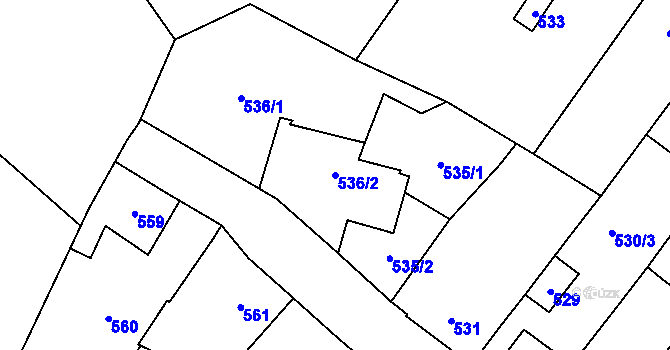 Parcela st. 536/2 v KÚ Rozdrojovice, Katastrální mapa