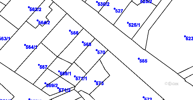 Parcela st. 570 v KÚ Rozdrojovice, Katastrální mapa