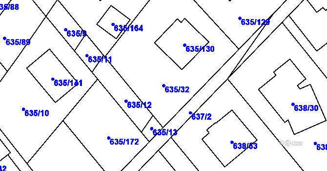 Parcela st. 635/32 v KÚ Rozdrojovice, Katastrální mapa