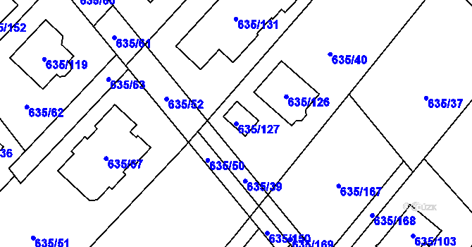 Parcela st. 635/127 v KÚ Rozdrojovice, Katastrální mapa