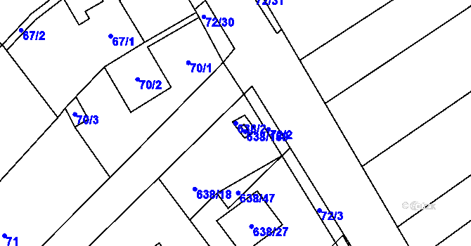 Parcela st. 638/2 v KÚ Rozdrojovice, Katastrální mapa