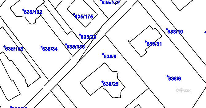 Parcela st. 638/8 v KÚ Rozdrojovice, Katastrální mapa