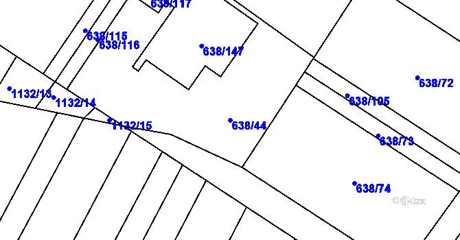 Parcela st. 638/44 v KÚ Rozdrojovice, Katastrální mapa