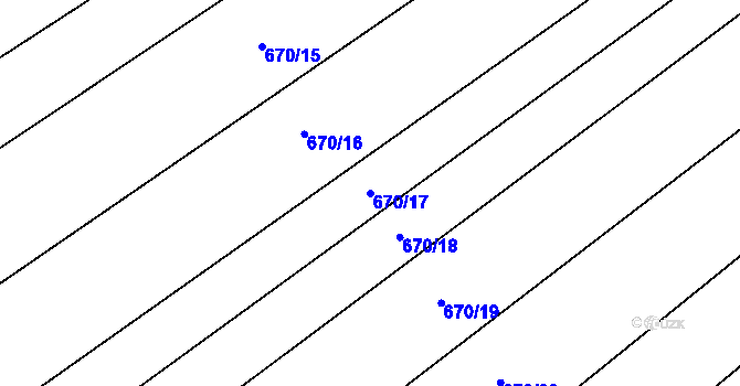 Parcela st. 670/17 v KÚ Rozdrojovice, Katastrální mapa