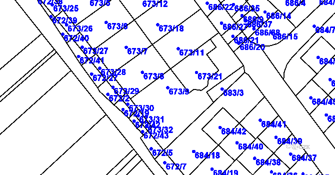 Parcela st. 673/9 v KÚ Rozdrojovice, Katastrální mapa