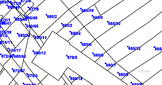 Parcela st. 680/5 v KÚ Rozdrojovice, Katastrální mapa