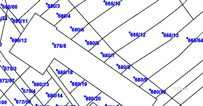 Parcela st. 680/7 v KÚ Rozdrojovice, Katastrální mapa