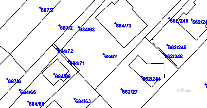 Parcela st. 684/2 v KÚ Rozdrojovice, Katastrální mapa