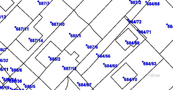 Parcela st. 687/6 v KÚ Rozdrojovice, Katastrální mapa