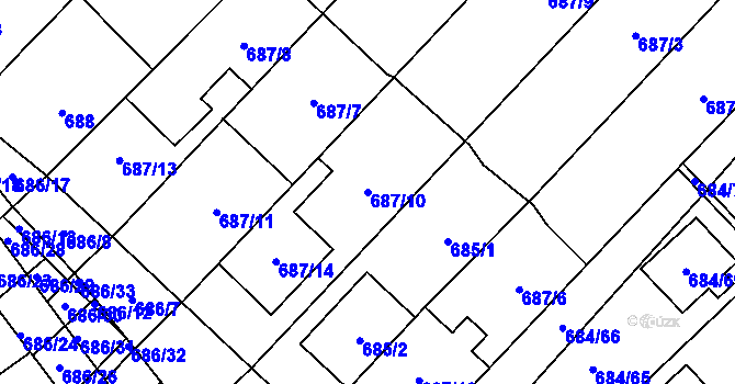 Parcela st. 687/10 v KÚ Rozdrojovice, Katastrální mapa