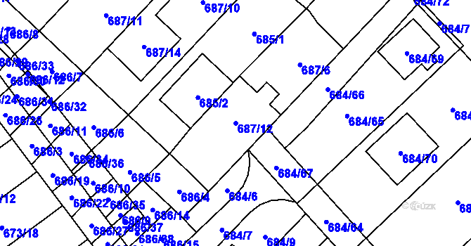 Parcela st. 687/12 v KÚ Rozdrojovice, Katastrální mapa