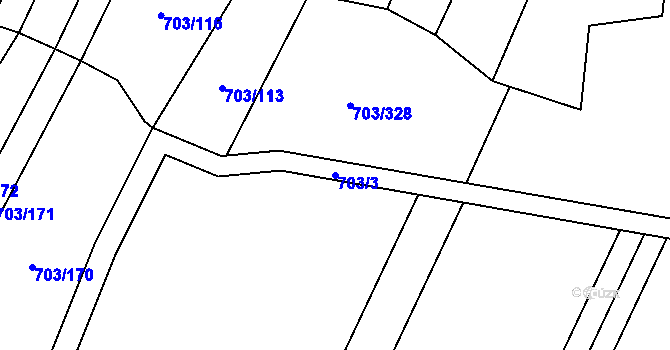 Parcela st. 703/3 v KÚ Rozdrojovice, Katastrální mapa