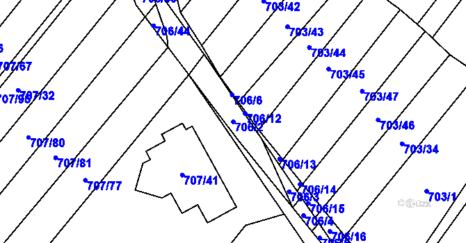 Parcela st. 706/2 v KÚ Rozdrojovice, Katastrální mapa