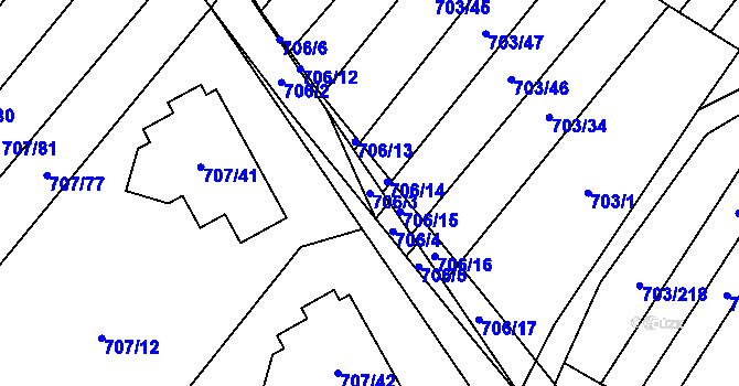 Parcela st. 706/3 v KÚ Rozdrojovice, Katastrální mapa
