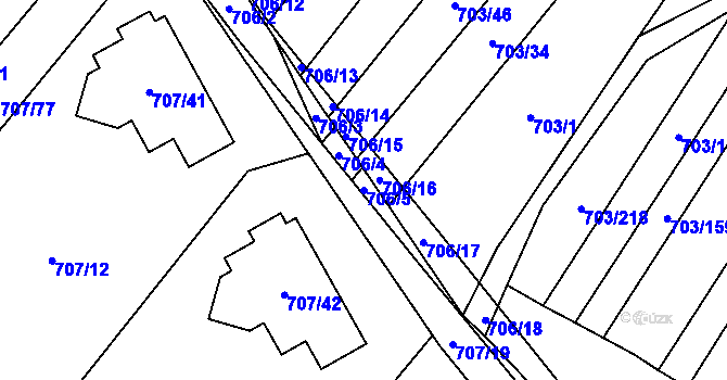 Parcela st. 706/5 v KÚ Rozdrojovice, Katastrální mapa