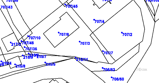 Parcela st. 707/3 v KÚ Rozdrojovice, Katastrální mapa