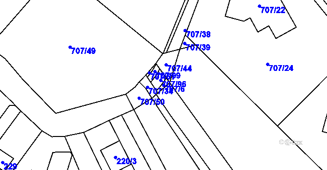 Parcela st. 707/6 v KÚ Rozdrojovice, Katastrální mapa