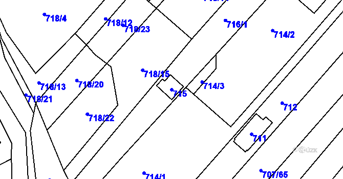 Parcela st. 715 v KÚ Rozdrojovice, Katastrální mapa