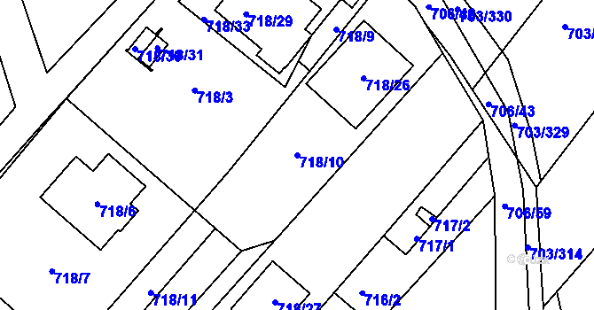 Parcela st. 718/10 v KÚ Rozdrojovice, Katastrální mapa
