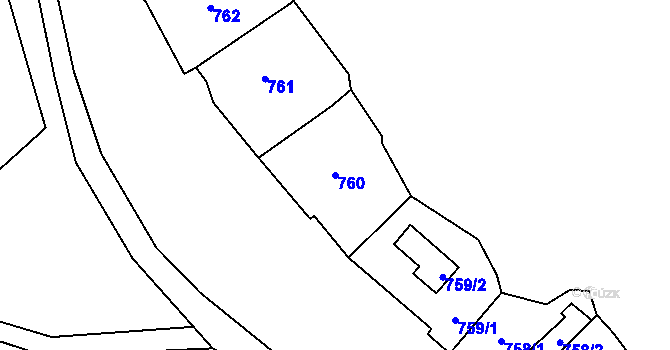Parcela st. 760 v KÚ Rozdrojovice, Katastrální mapa